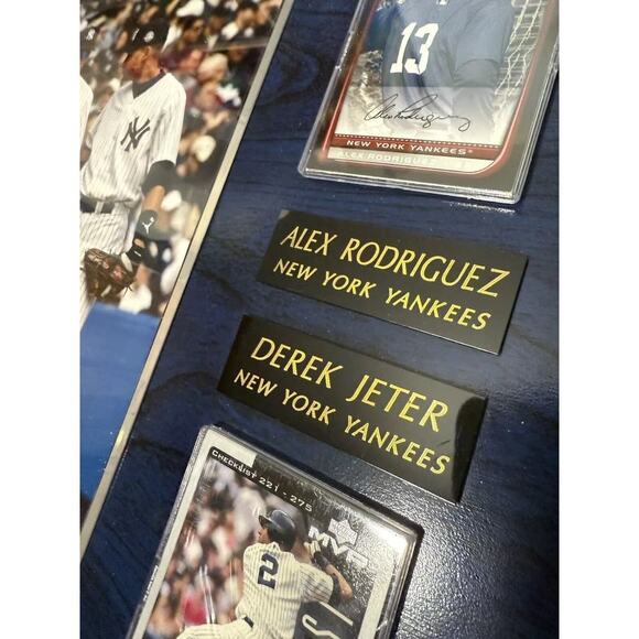 MLB ALEX RODRIGUEZ & DEREK JETER NY YANKEES 14"x11" Photo And 2 Cards Wooden - Picture 5 of 11